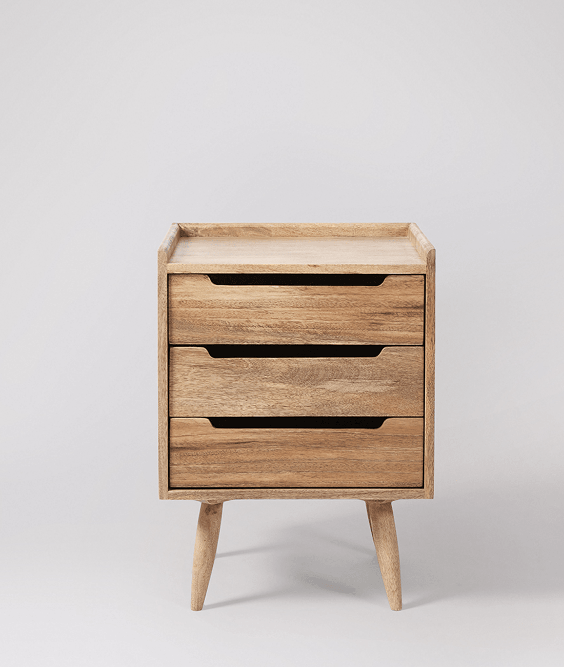 Finola Natural Mango Wood Bedside Table – 3 Drawer Nightstand, Solid Wood Bedroom Storage Cabinet & Mid-Century Accent Table - DOBRI ARTS AU