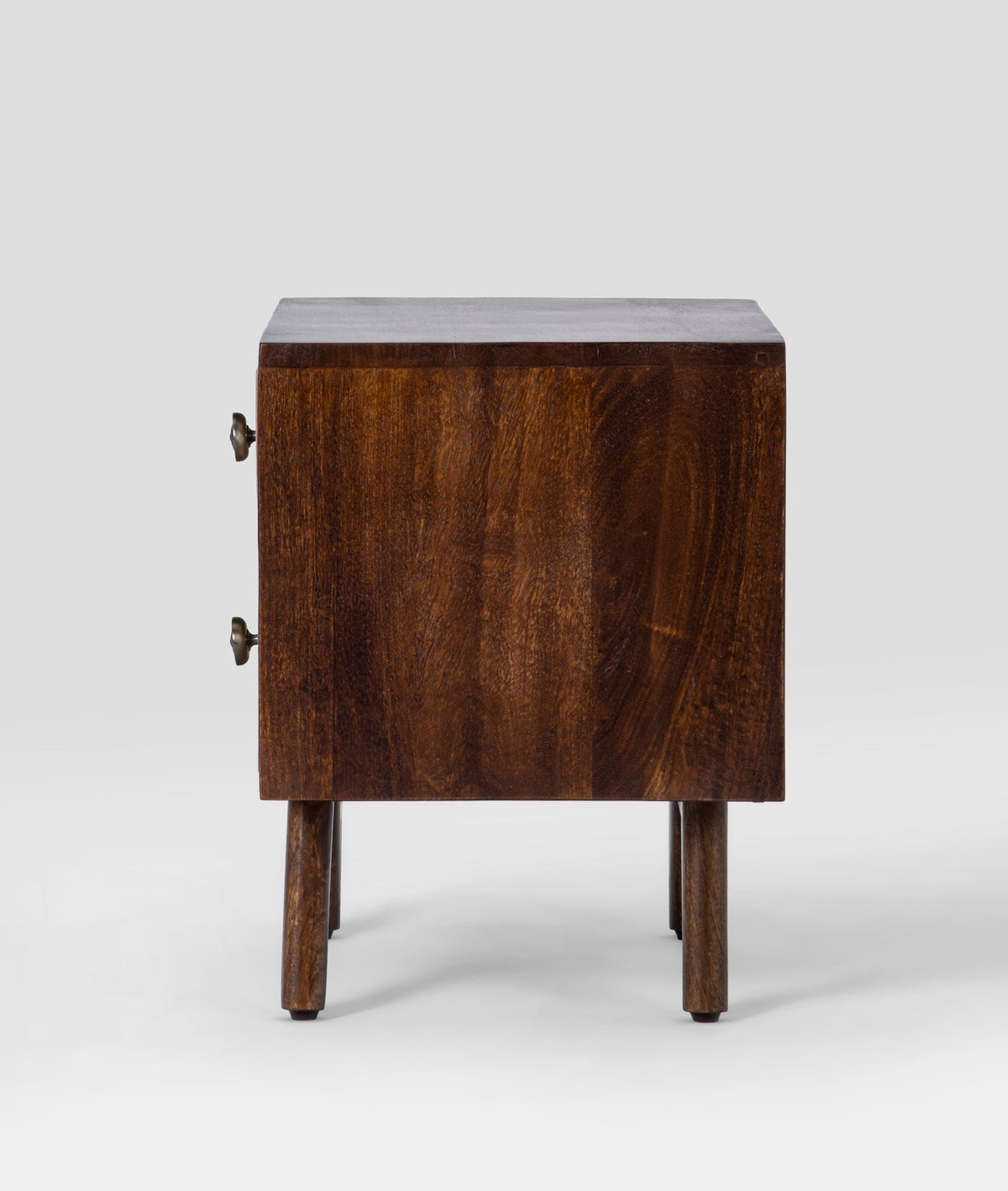 Flora Hand-Carved Mango Wood Bedside Table – 2 Drawer Nightstand, Boho Rustic Accent Cabinet & Solid Wood Bedroom Furniture - DOBRI ARTS AU