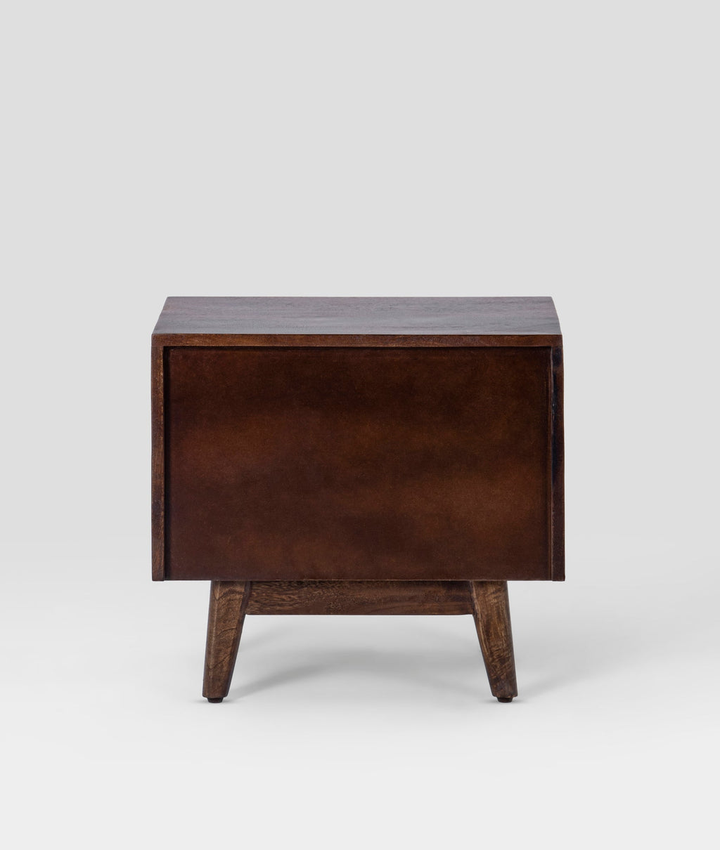 Flora Hand-Carved Mango Wood Bedside Table – 2 Drawer Nightstand, Boho Rustic Accent Cabinet & Solid Wood Bedroom Furniture - DOBRI ARTS AU