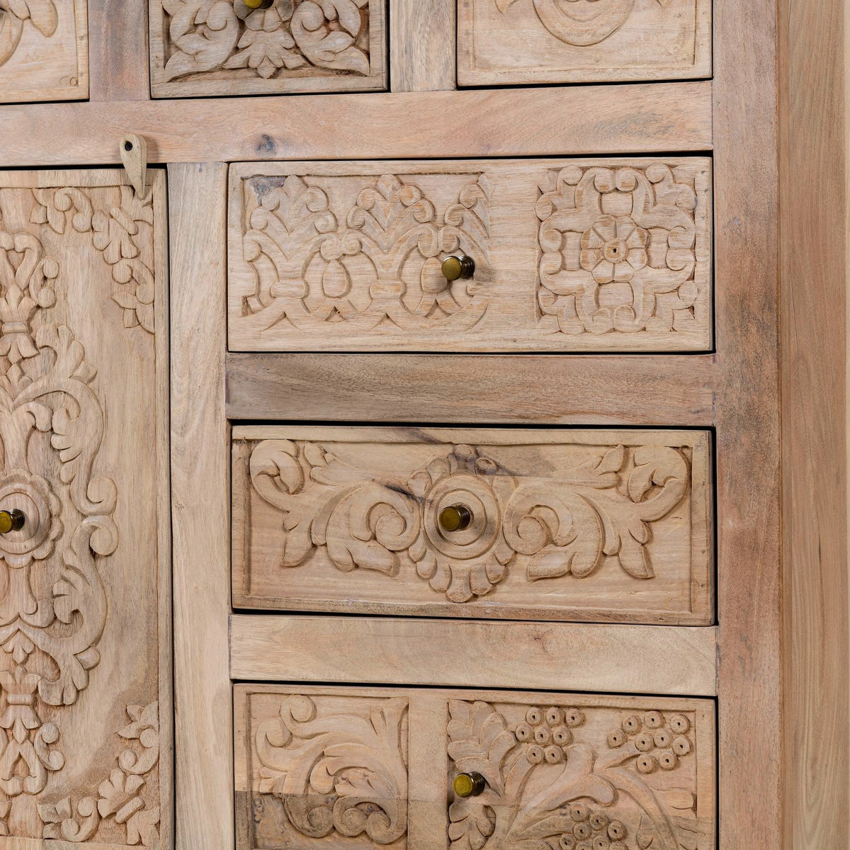 Floral Drawer Chest with Distressed Natural Finish - DOBRI ARTS AU