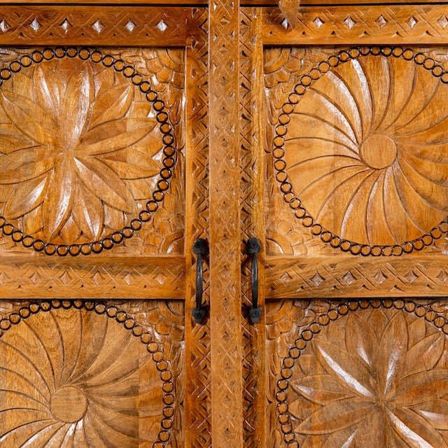 Floral Panel Display Cabinet with Arched Open Shelf - DOBRI ARTS AU