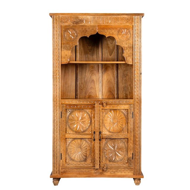 Floral Panel Display Cabinet with Arched Open Shelf - DOBRI ARTS AU