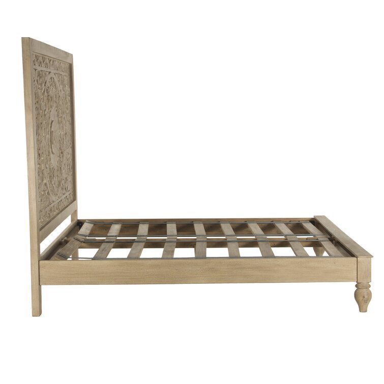 Florence Hand Carved Mango Wood Bed – Ornate Floral Panel Headboard Solid Wood Bed Frame - DOBRI ARTS AU