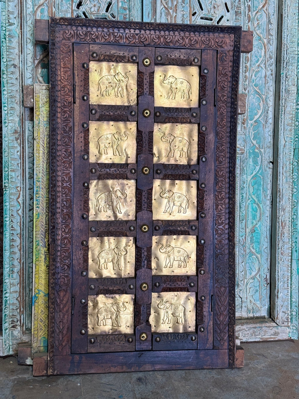 Gaj Brass-Panel Hand-Carved Wooden Wall Panel - DOBRI ARTS AU