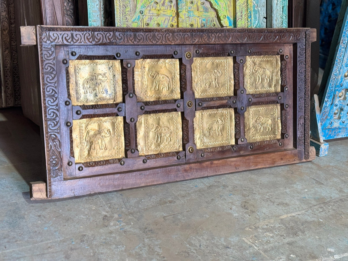 Gaj Brass-Panel Hand-Carved Wooden Wall Panel - DOBRI ARTS AU