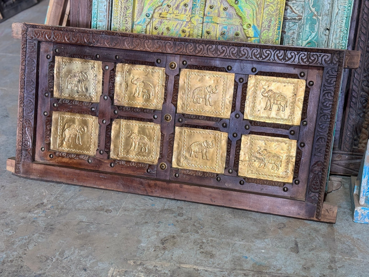 Gaj Brass-Panel Hand-Carved Wooden Wall Panel - DOBRI ARTS AU