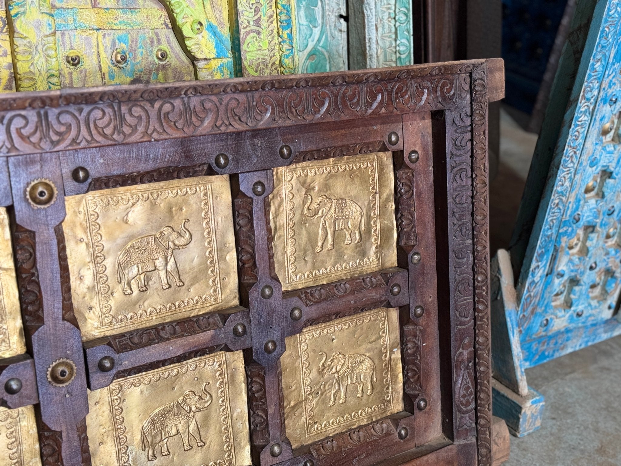 Gaj Brass-Panel Hand-Carved Wooden Wall Panel - DOBRI ARTS AU