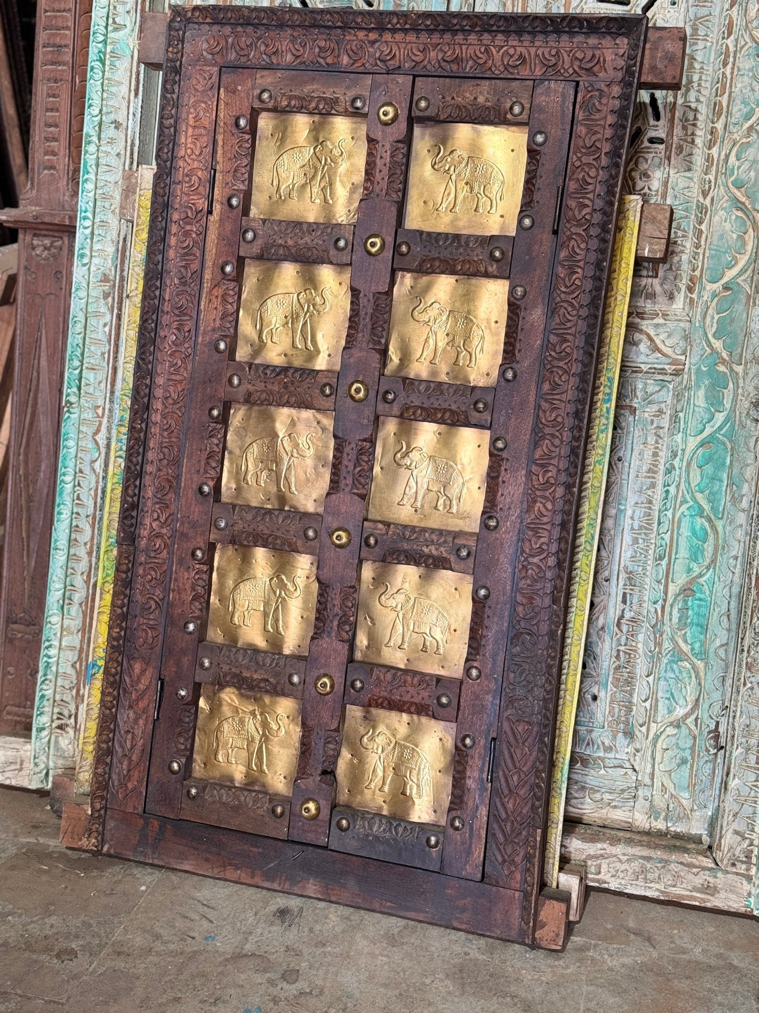Gaj Brass-Panel Hand-Carved Wooden Wall Panel - DOBRI ARTS AU