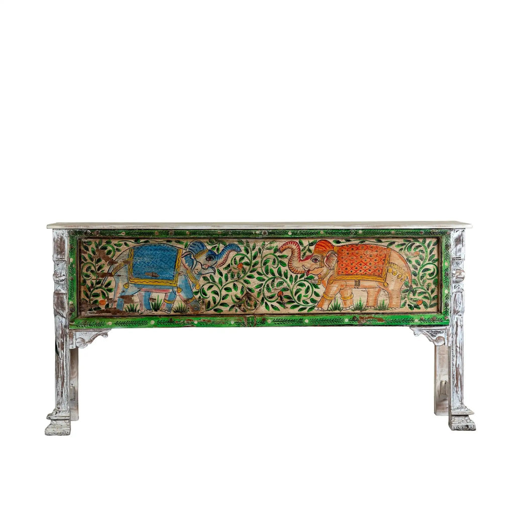 Gajraj Hand-Painted Elephant Console Table - DOBRI ARTS AU