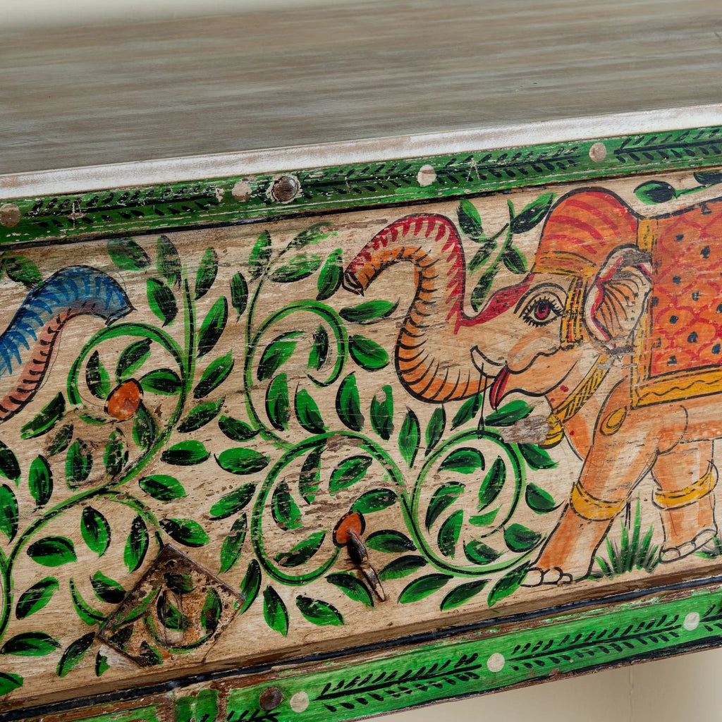 Gajraj Hand-Painted Elephant Console Table - DOBRI ARTS AU