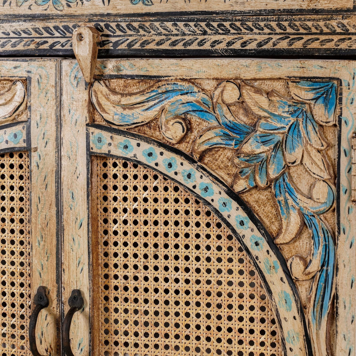 Goa Hand-Carved Rattan Door Cabinet - DOBRI ARTS AU