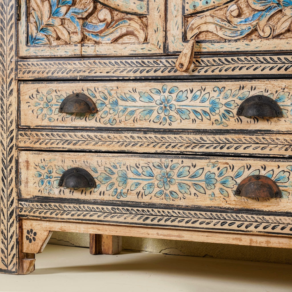 Goa Hand-Carved Rattan Door Cabinet - DOBRI ARTS AU
