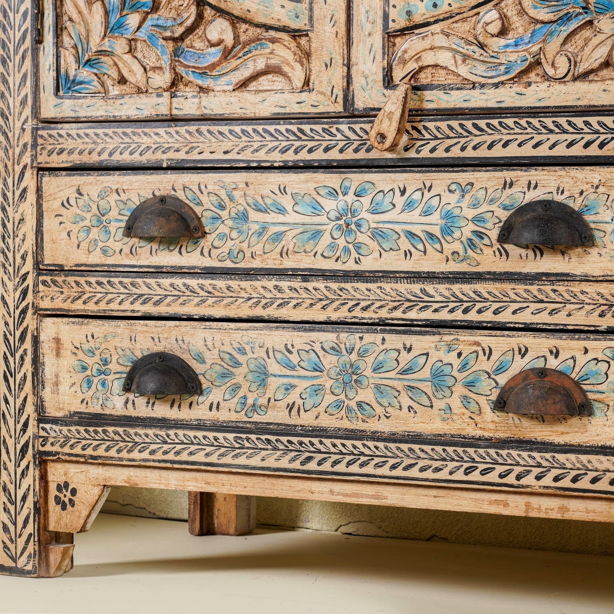 Goa Hand-Carved Rattan Door Cabinet - DOBRI ARTS AU