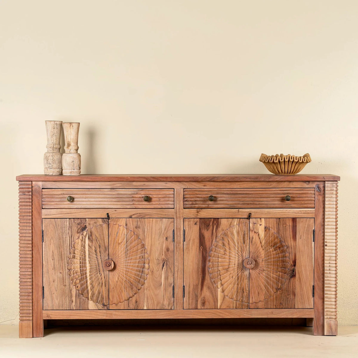 Gyan Hand-Carved Acacia Wood Sideboard - DOBRI ARTS AU