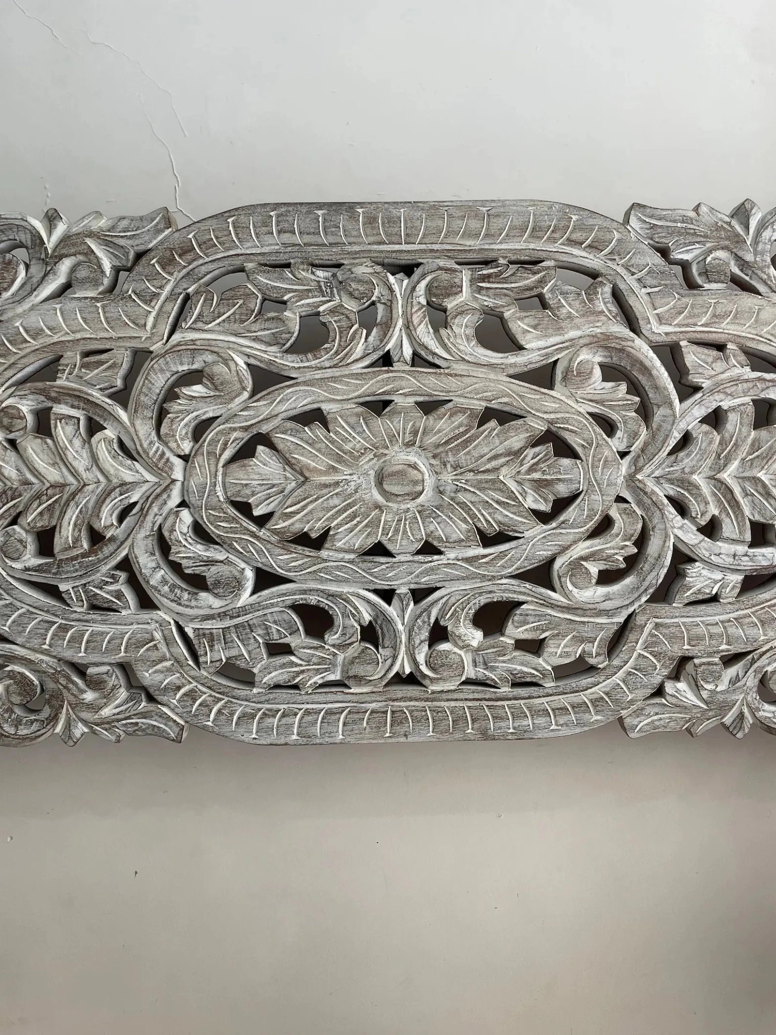 Hand-Carved Black Floral Wooden Wall Panel - DOBRI ARTS AU