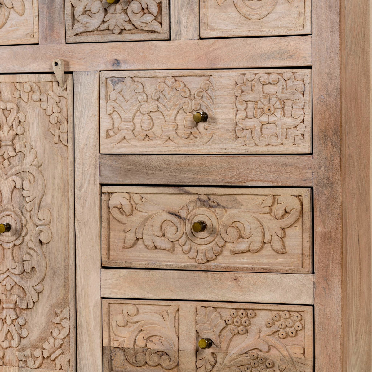 Hand-Carved Mango Wood Drawer Chest 96cm - DOBRI ARTS AU