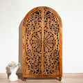 Hand-Carved Mango Wood Wardrobe – 190cm | Half-Round Design & Boho Vintage Charm - DOBRI ARTS AU