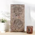 Hand-Carved Tree of Life Distressed Wooden Storage Cabinet - DOBRI ARTS AU