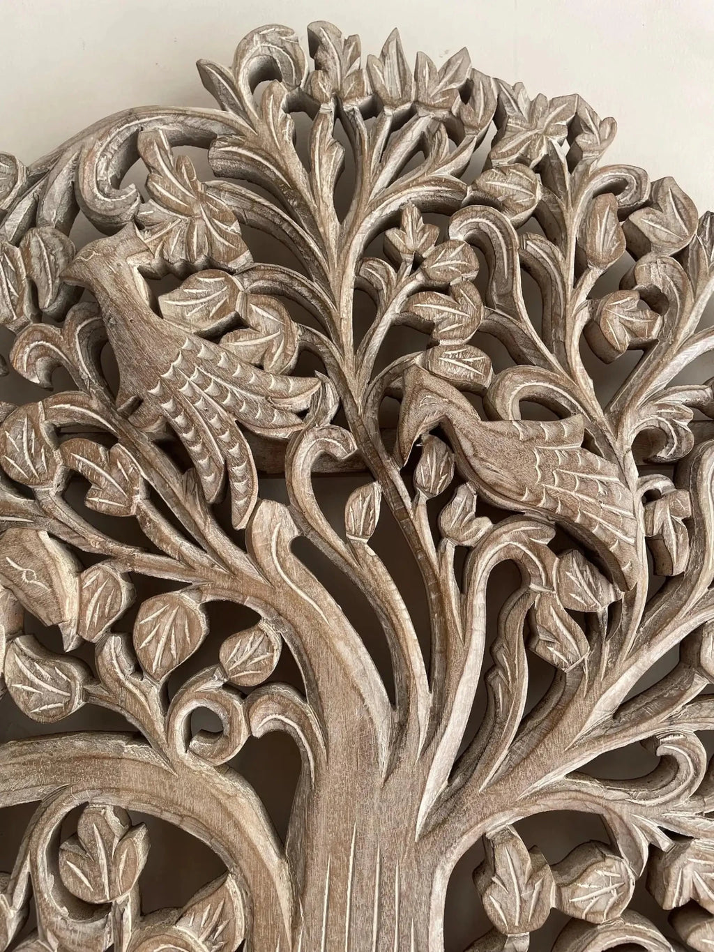 Hand-Carved Tree of Life Wooden Wall Sculpture with Birds - DOBRI ARTS AU