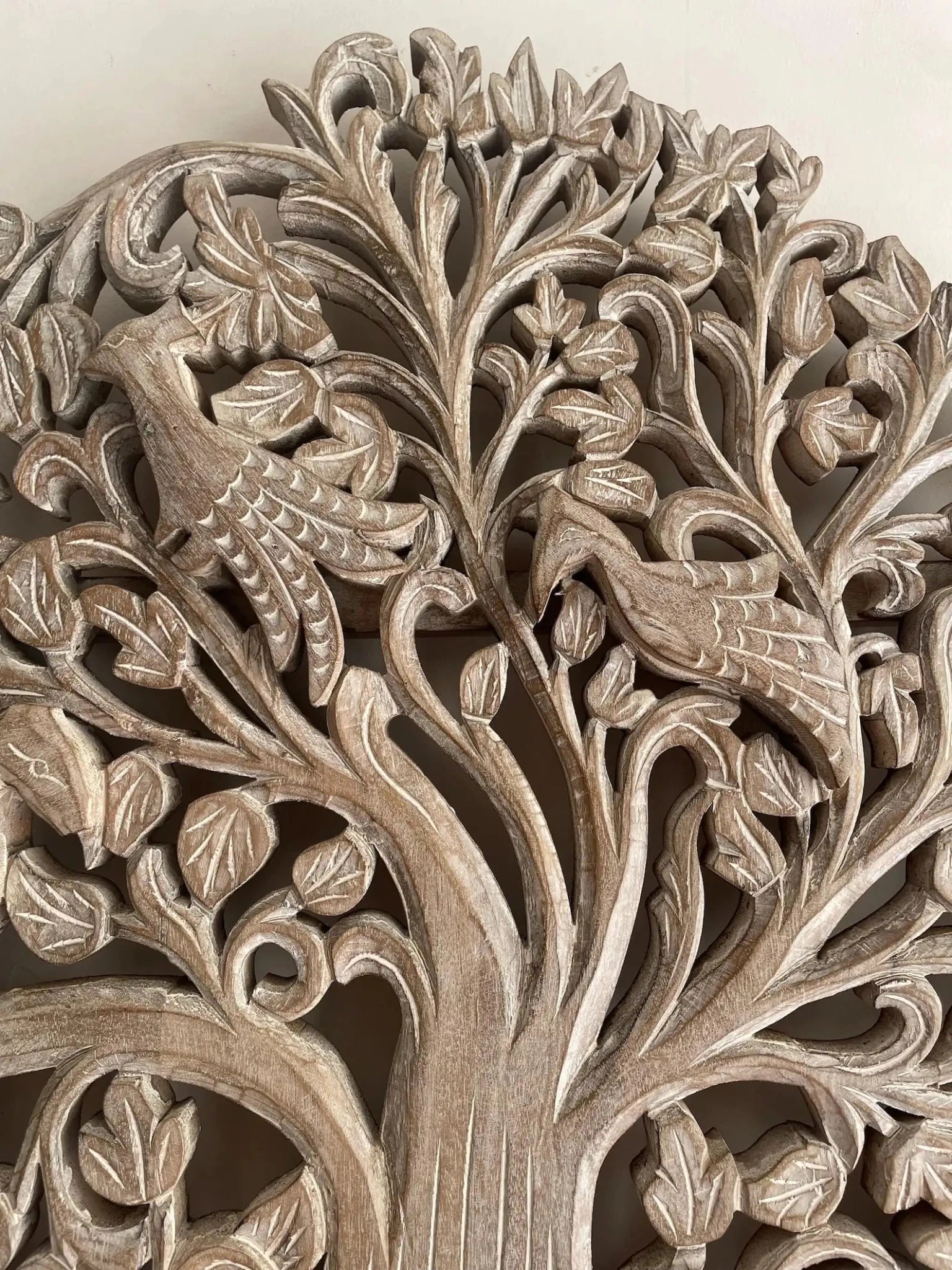 Hand-Carved Tree of Life Wooden Wall Sculpture with Birds - DOBRI ARTS AU