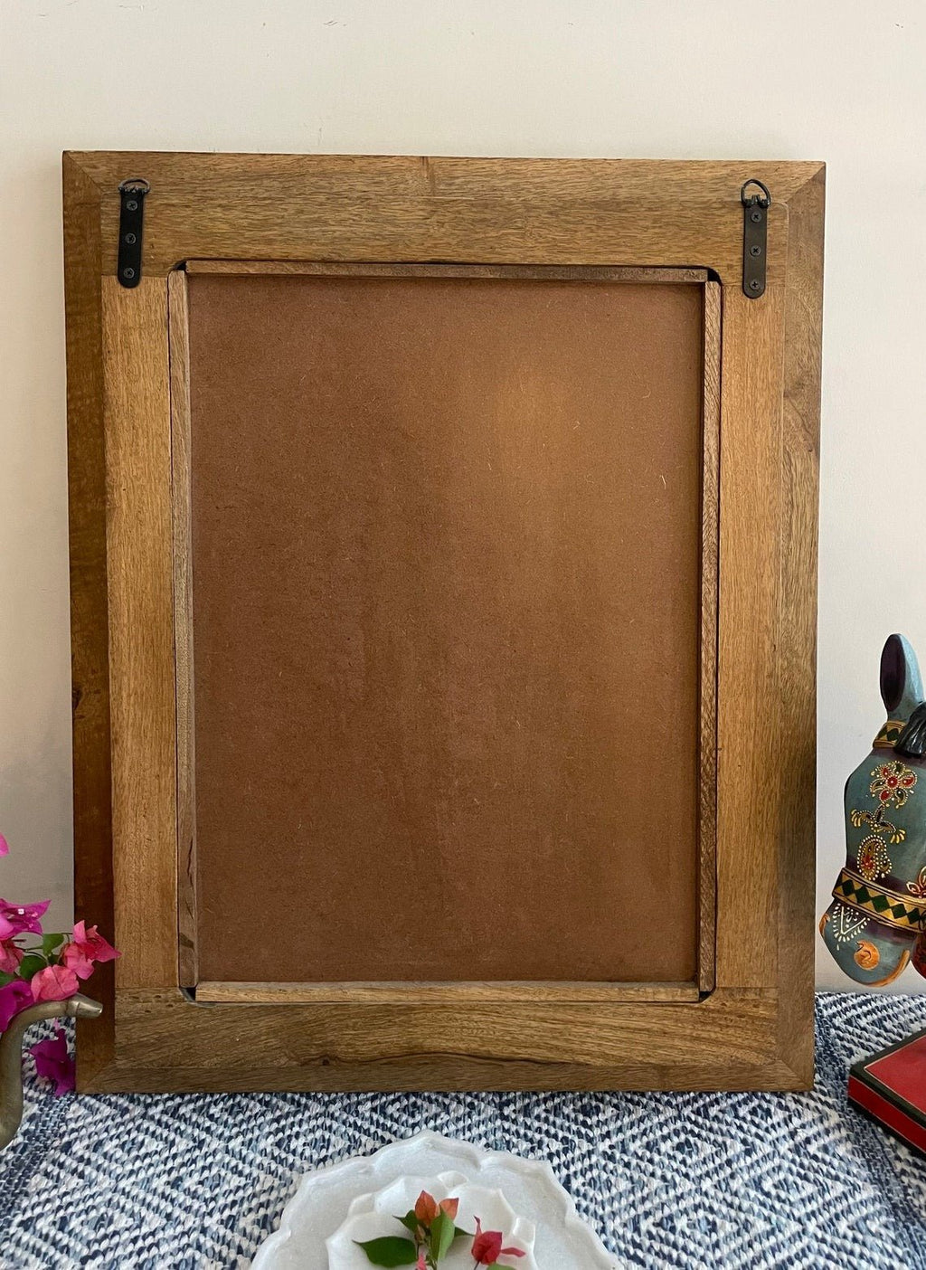 Hand-Carved Whitewashed Arch Wooden Mirror Frame with Floral Detailing - DOBRI ARTS AU