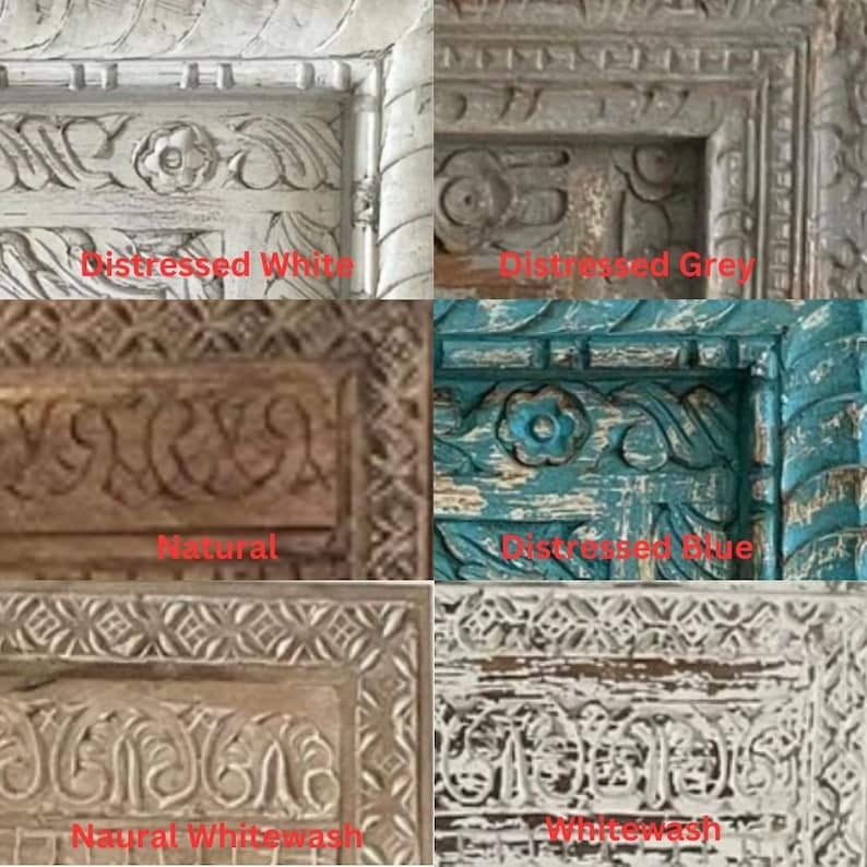 Hand-Carved Whitewashed Wooden Wall Bracket Shelf with Leaf Motif Corbels - DOBRI ARTS AU