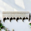 Hand-Carved Whitewashed Wooden Wall Bracket Shelf with Leaf Motif Corbels - DOBRI ARTS AU