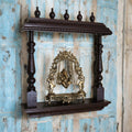 Hand-Carved Wooden Wall Mandir with Turned Pillars - DOBRI ARTS AU
