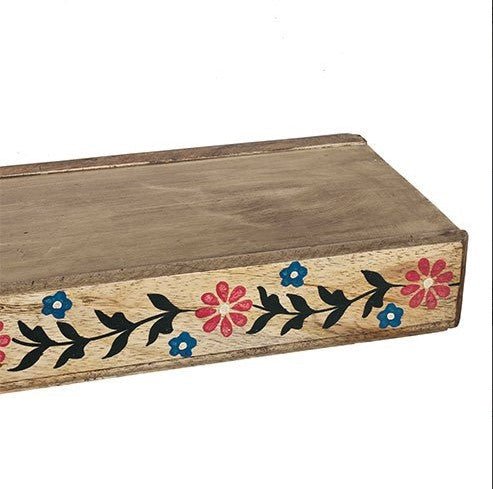 Hand-Painted Floral Wooden Wall Shelf – Slim Floating Design (Multiple Sizes) - DOBRI ARTS AU