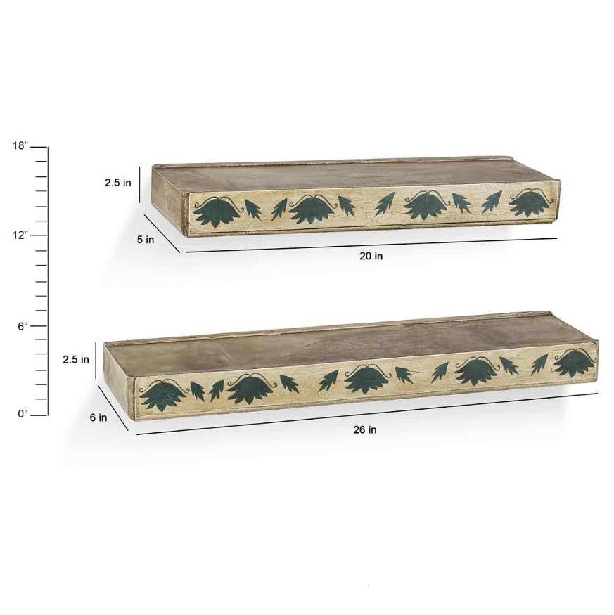 Hand-Painted Floral Wooden Wall Shelf – Slim Floating Design (Multiple Sizes) - DOBRI ARTS AU