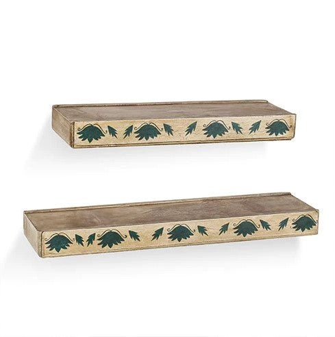 Hand-Painted Floral Wooden Wall Shelf – Slim Floating Design (Multiple Sizes) - DOBRI ARTS AU