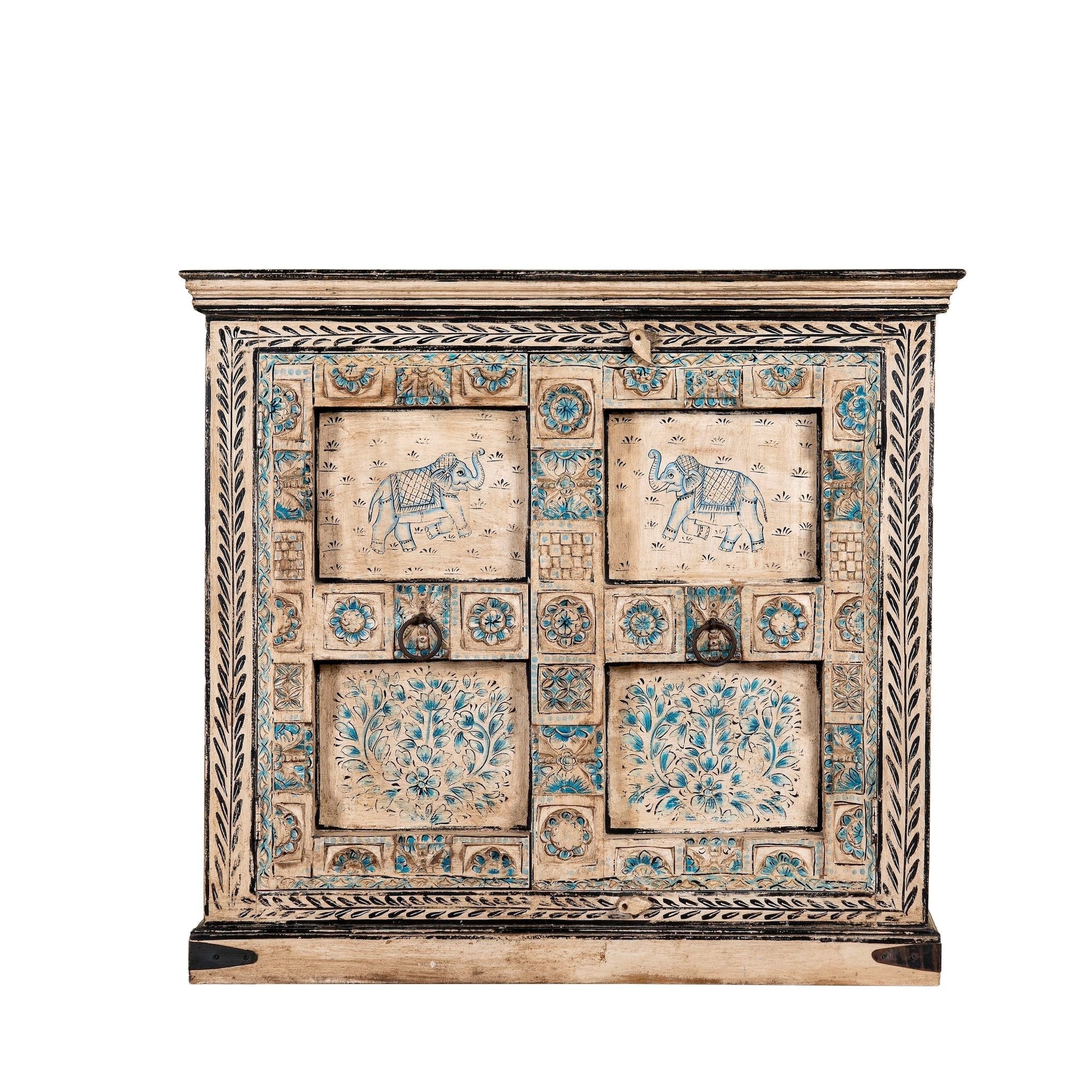 Hand Painted Old Door Cabinet 120x110cm - DOBRI ARTS AU