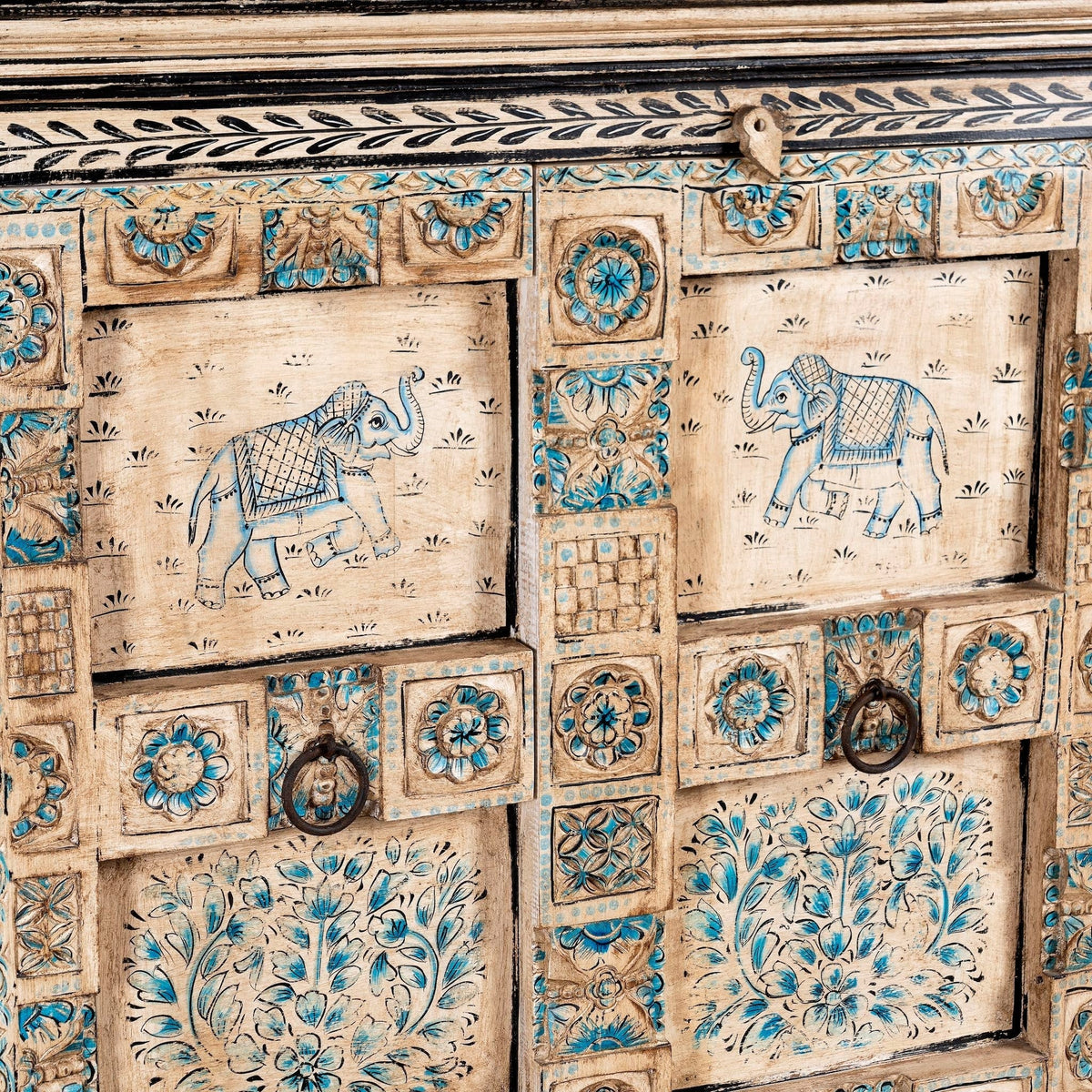Hand Painted Old Door Cabinet 120x110cm - DOBRI ARTS AU