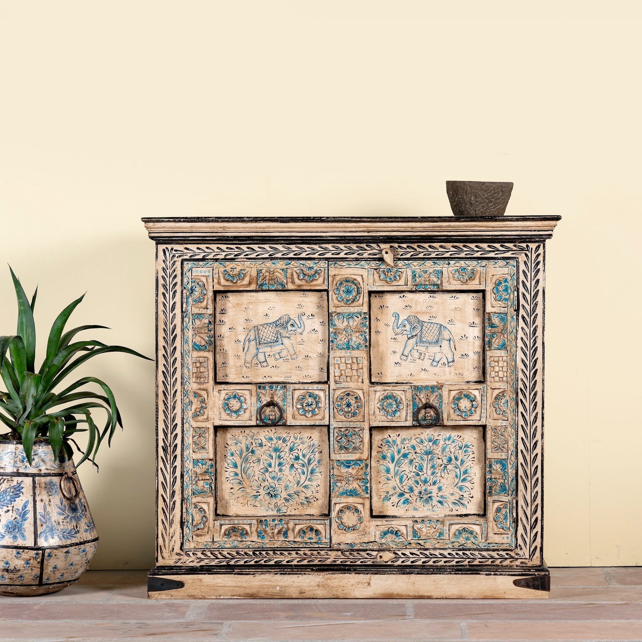 Hand Painted Old Door Cabinet 120x110cm - DOBRI ARTS AU