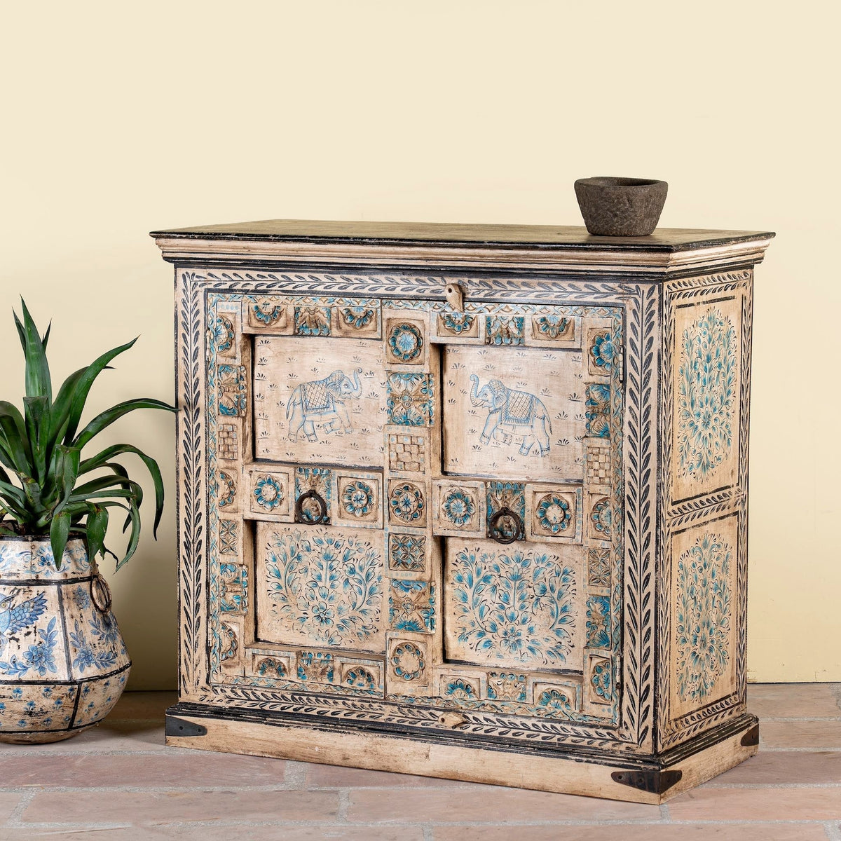 Hand Painted Old Door Cabinet 120x110cm - DOBRI ARTS AU