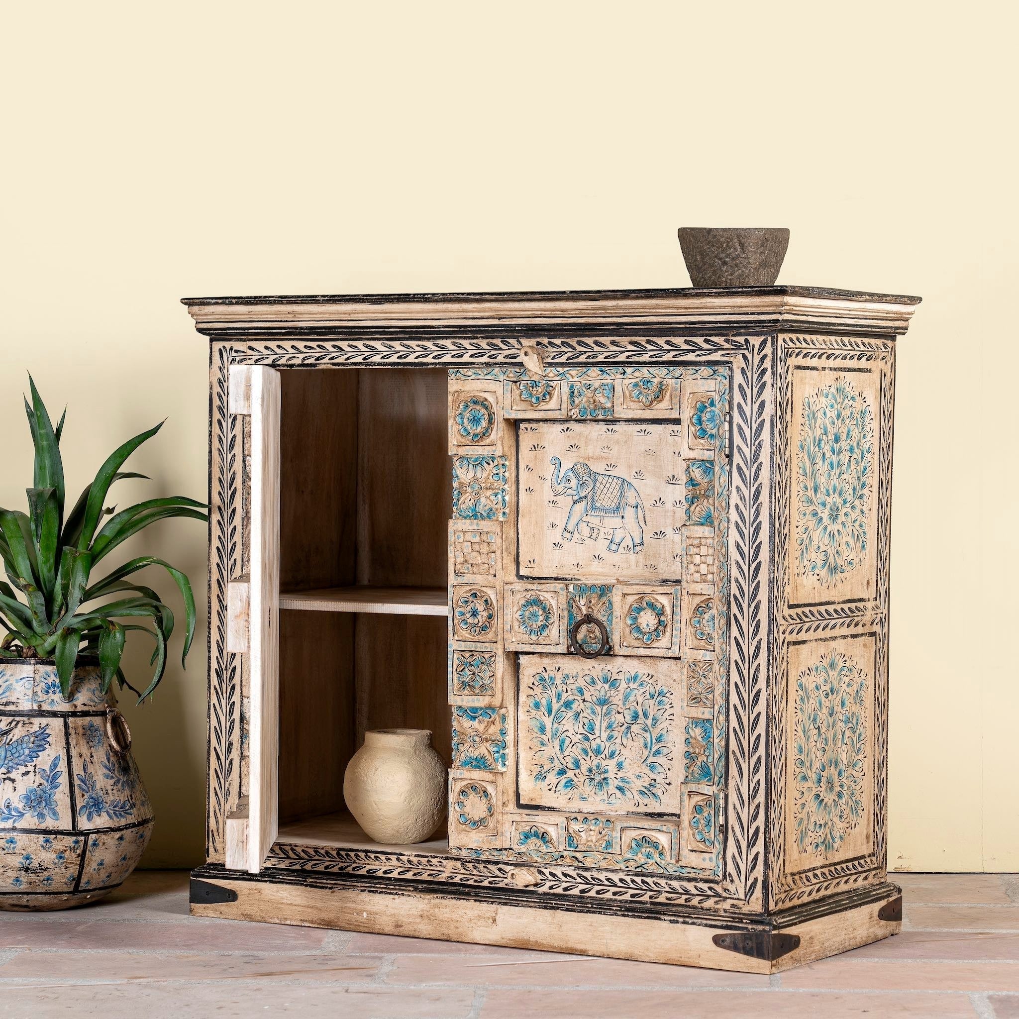 Hand Painted Old Door Cabinet 120x110cm - DOBRI ARTS AU