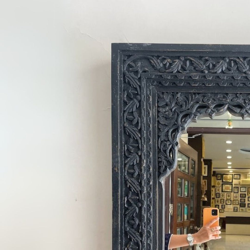 Handcarved Floral Arch Wooden Wall Mirror - DOBRI ARTS AU