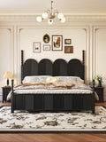 Hercules Classic Sheesham Wood Bed – Elegant Matte Black Panelled King Queen Bed with Decorative Spindle Posts - DOBRI ARTS AU