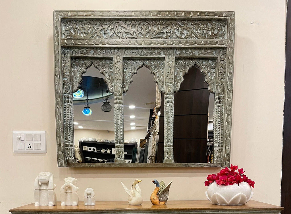 Heritage Arch Hand-Carved Wooden Mirror - DOBRI ARTS AU