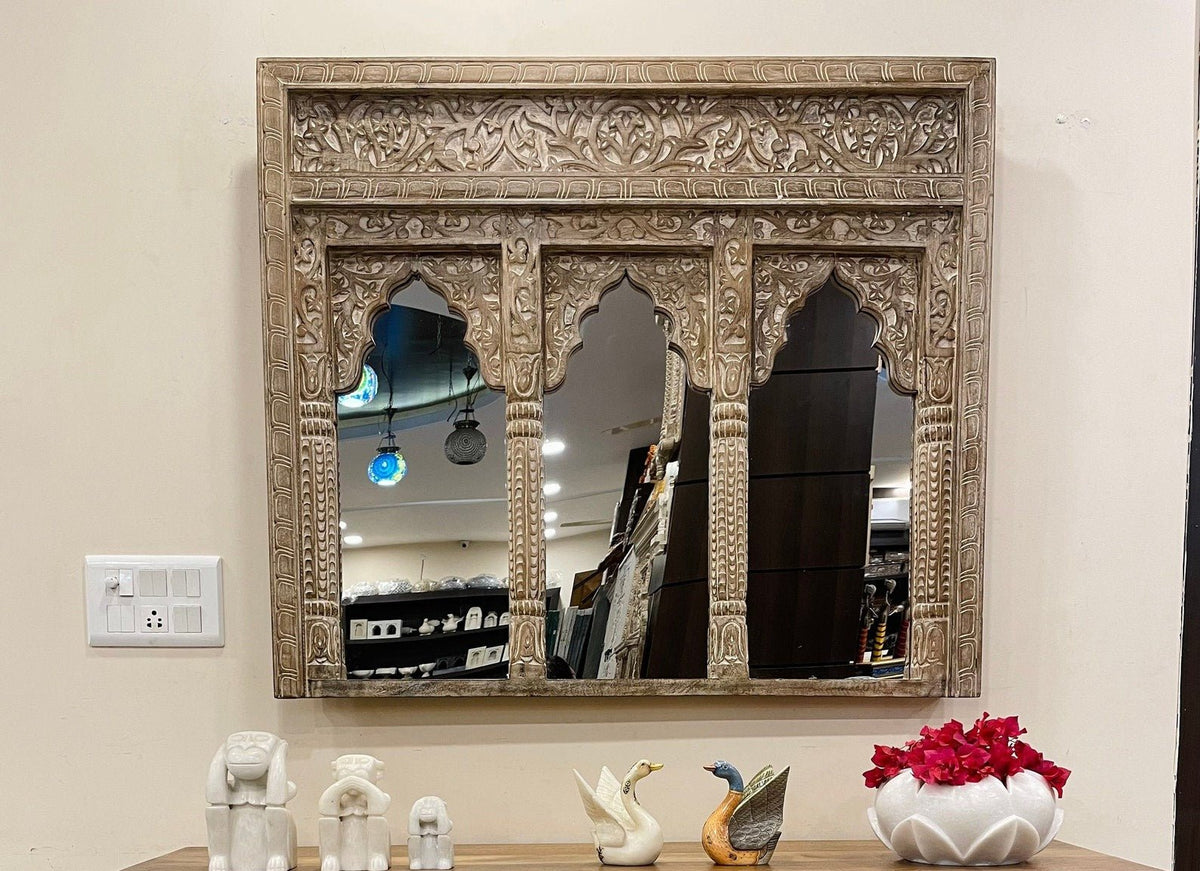 Heritage Arch Hand-Carved Wooden Mirror - DOBRI ARTS AU