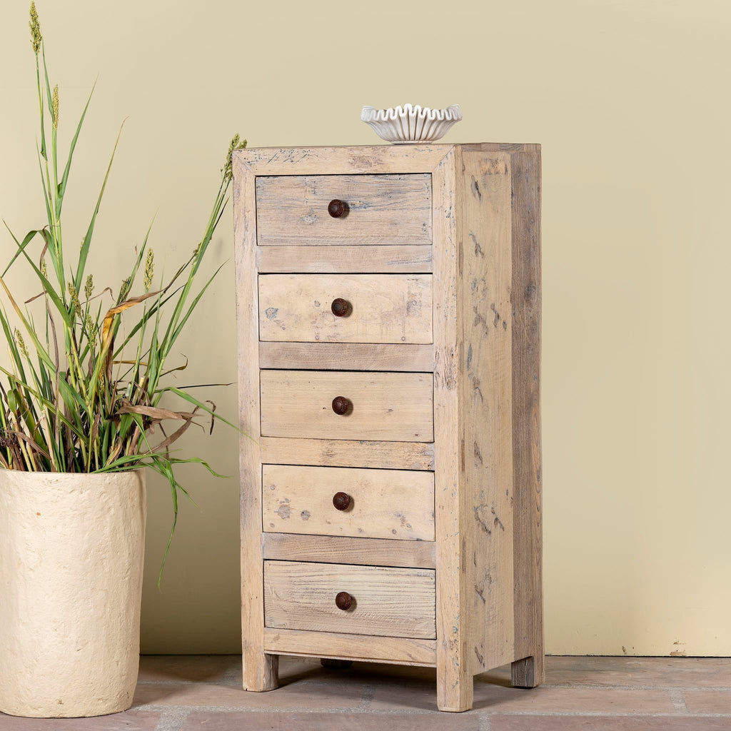 Ilesh Slim Wood Drawer Chest - DOBRI ARTS AU