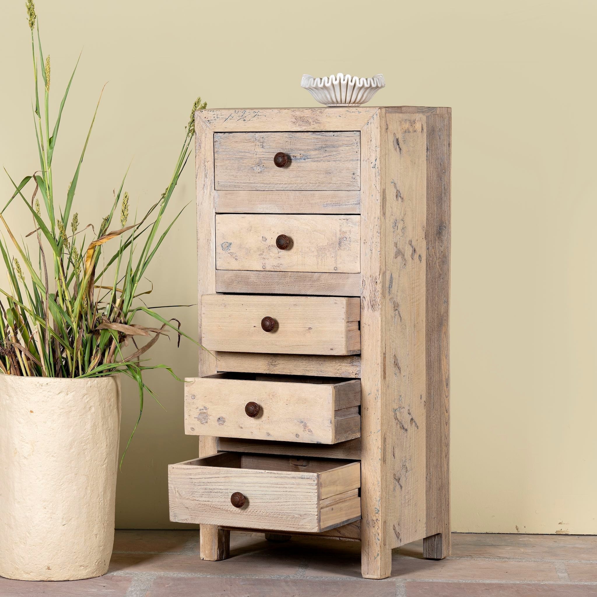 Ilesh Slim Wood Drawer Chest - DOBRI ARTS AU