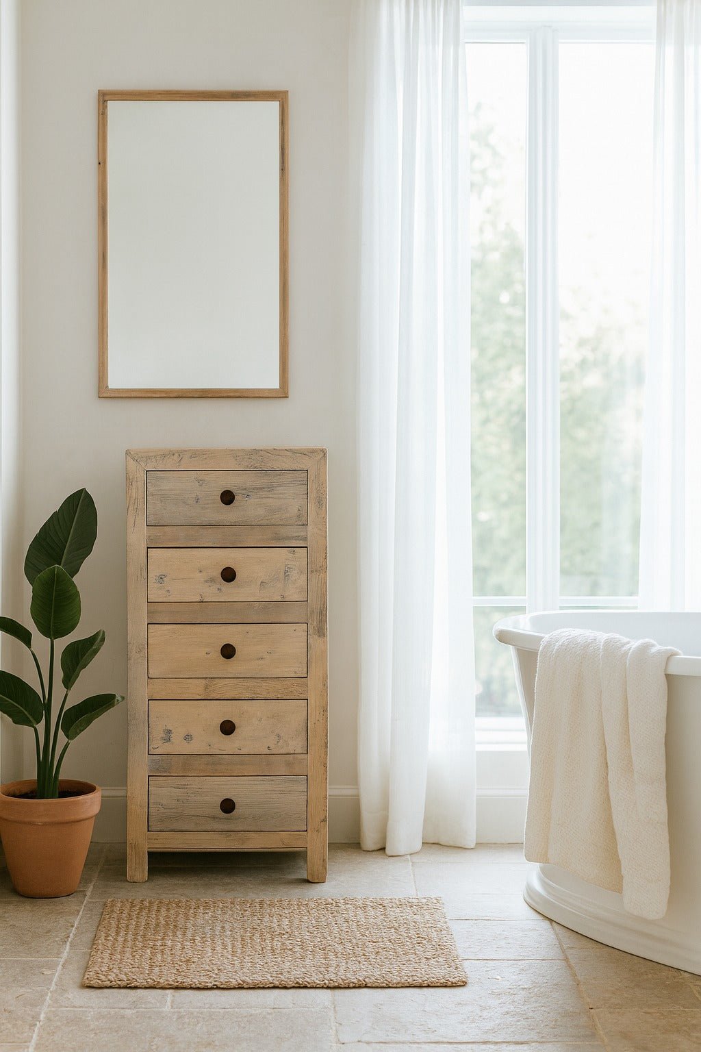 Ilesh Slim Wood Drawer Chest - DOBRI ARTS AU