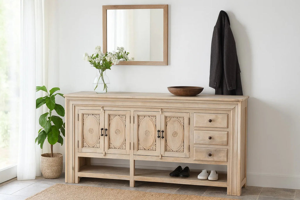 Iravati Carved Mango Wood Sideboard - DOBRI ARTS AU