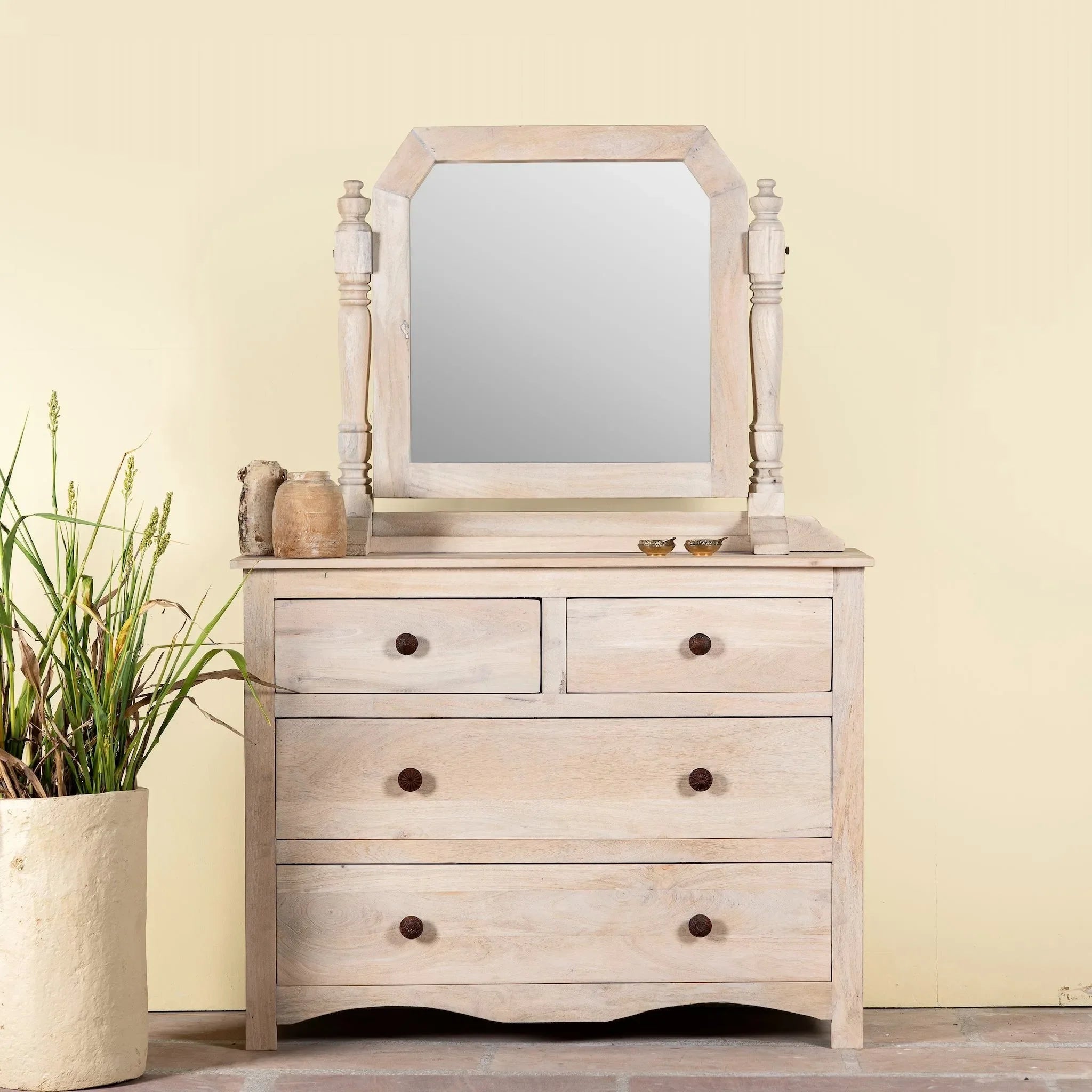 Ishani Mango Wood Dressing Table with Mirror - DOBRI ARTS AU