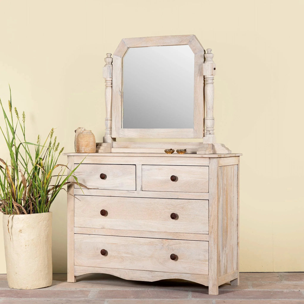 Ishani Mango Wood Dressing Table with Mirror - DOBRI ARTS AU