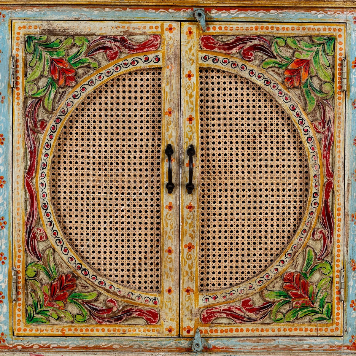 Ivaan Hand-Painted Rattan Door Cabinet - DOBRI ARTS AU