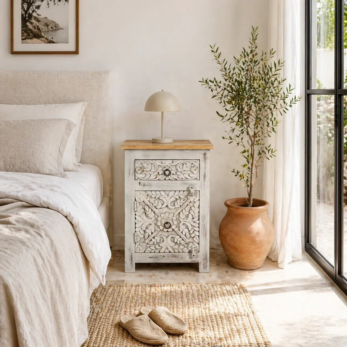 Ivana Carved Bedside Cabinet Set - DOBRI ARTS AU