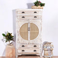 Ivora Hand-Carved Cane Door Wooden Storage Cabinet - DOBRI ARTS AU