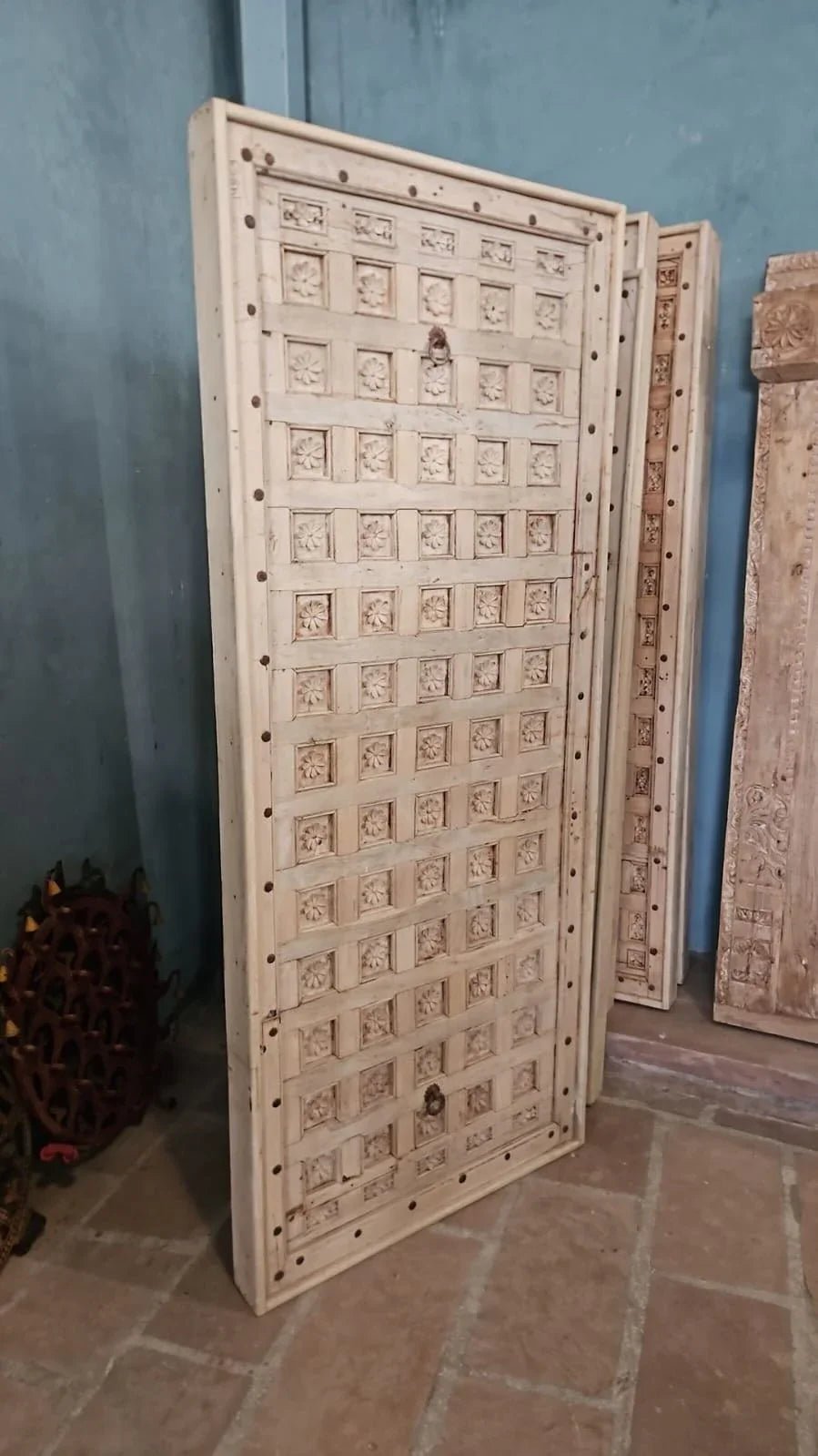 Ivory Haveli Carved Teak Door Panel - DOBRI ARTS AU